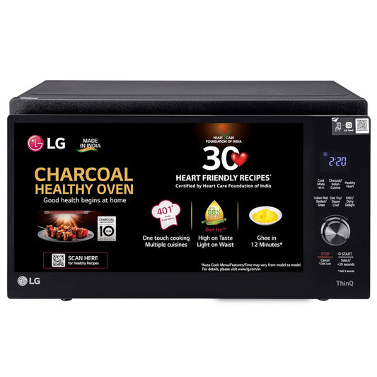 LG MJEN326SFW 32 L Wi-Fi Enabled Charcoal Convection Microwave Oven | Scan to Cook | Healthy Heart Recipes | Diet Fry | Motorised Rotisserie | Black