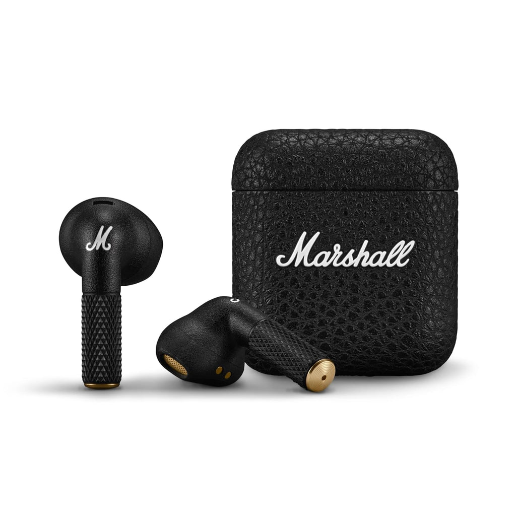 Marshall Minor IV Wireless Bluetooth Earbuds (Black) with 30+ Hours Playtime, Wireless Charging, Water-Resistant, Bluetooth Multipoint & Touch Controls