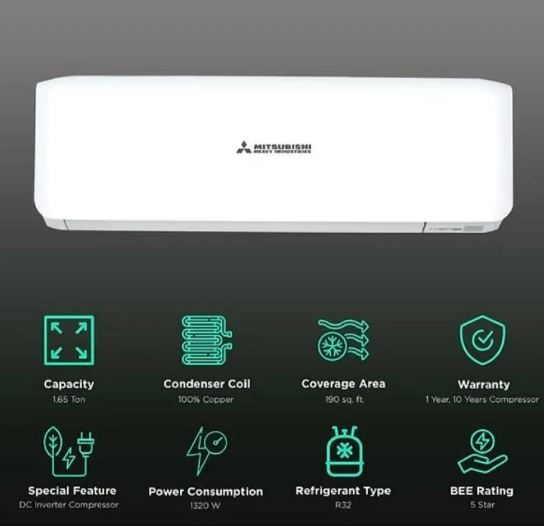Mitsubishi Heavy SRK24CW-S6 1.98 Ton 2 Star Inverter Split AC – Hybrid+ Heavy Duty Cooling with Advanced Air Filtration (R410A, Made in Thailand)