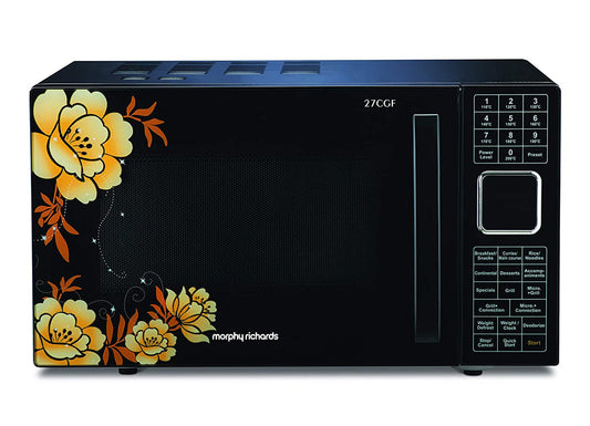 Morphy Richards 27CGF 27L Convection Microwave Oven (Floral Design, 200 Autocook Menus, Stainless Steel Cavity, Black)