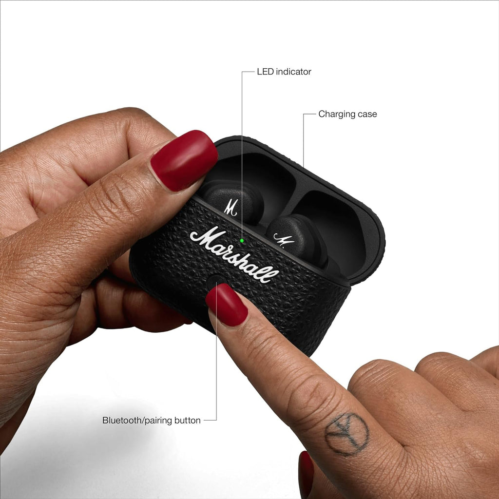 Marshall Motif II A.N.C. True Wireless Bluetooth Earbuds with Active Noise Cancellation, 30H Playtime, App Control & Eco-Friendly Design – Black