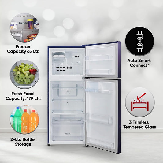 LG GL-N292BBEY 242 L 2 Star Smart Inverter Frost-Free Double Door Refrigerator ( Blue Euphoria, Smart Connect)