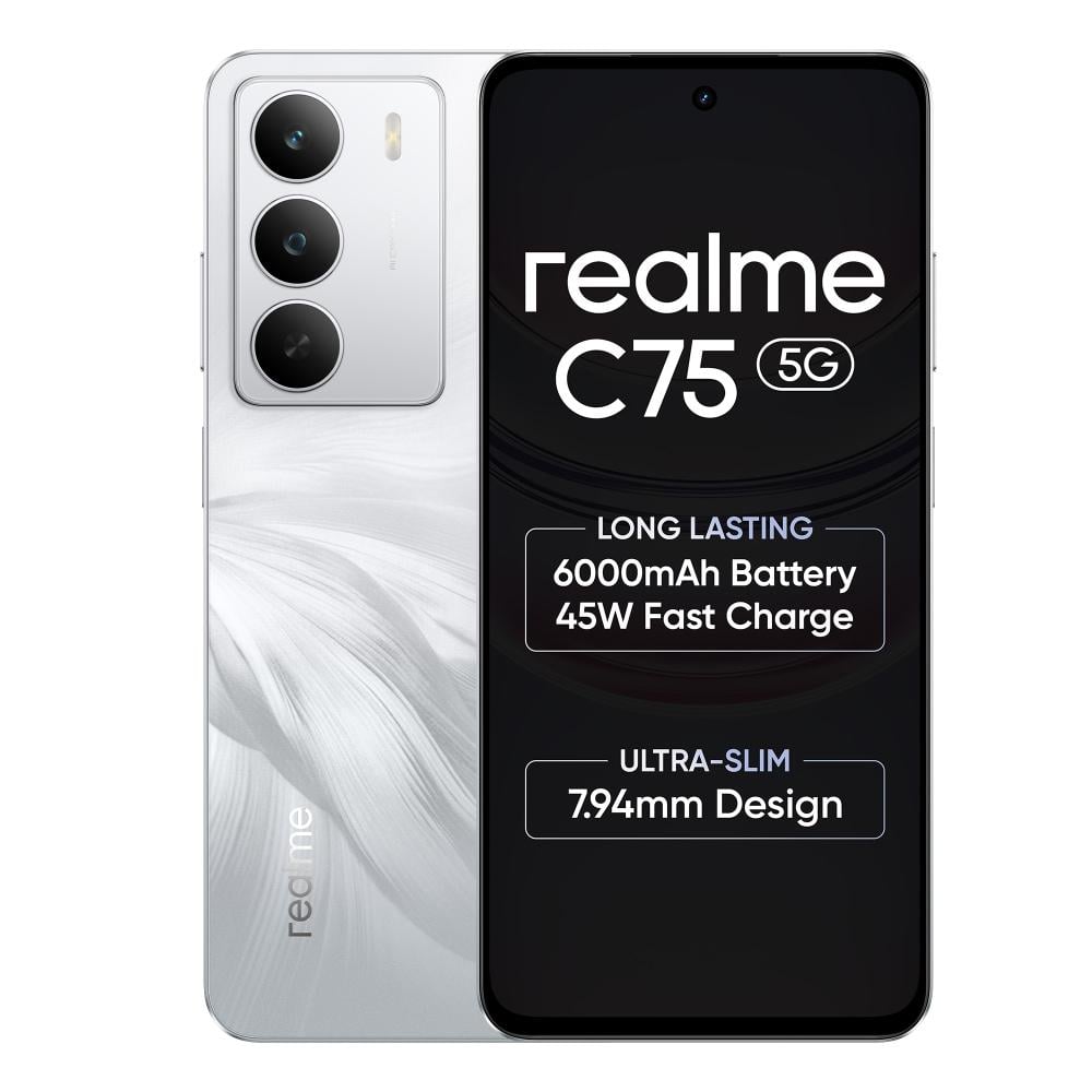 Realme C75 5G 128 GB, 4 GB RAM, White, Mobile Phone