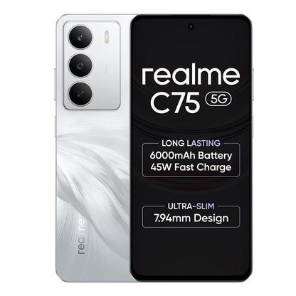 Realme C75 5G 128 GB, 4 GB RAM, White, Mobile Phone