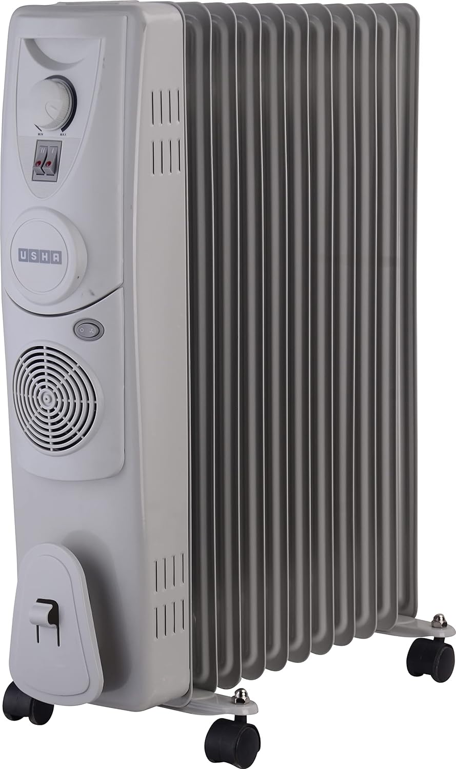 Usha OFR 4211 F PTC 11-Fin 2900 W Oil Filled Radiator Room Heater with Fan (White) | Suraj Electronics Delhi NCR