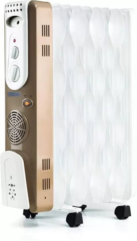 USHA OFR 3609 FS PTC 2000W Oil Filled Room Heater – 9 Fins, Adjustable Thermostat, Overheat & Tip-Over Protection
