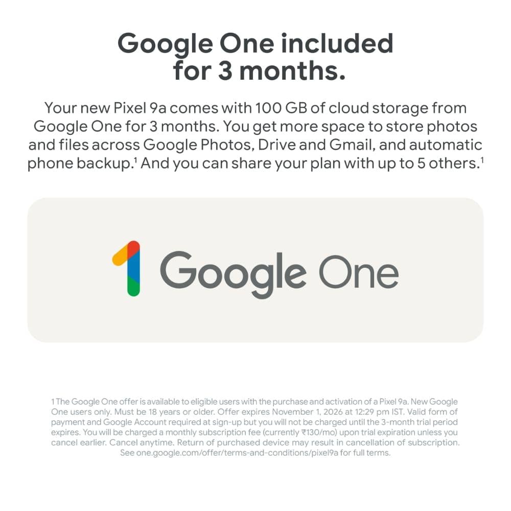 Google Pixel 9a, 256 GB, 8 GB RAM, Obsidian, Mobile Phone