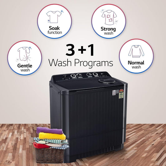 LG P115ASKAZ 11.5 Kg 5 Star Wind Jet Dry Rat Away Technology Semi-Automatic Top Loading Washing Machine ( Roller Jet Pulsator, Punch + 3, Middle Black)