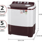 LG P8035SRAZ 8 kg Semi Automatic Top Load Washing Machine, White
