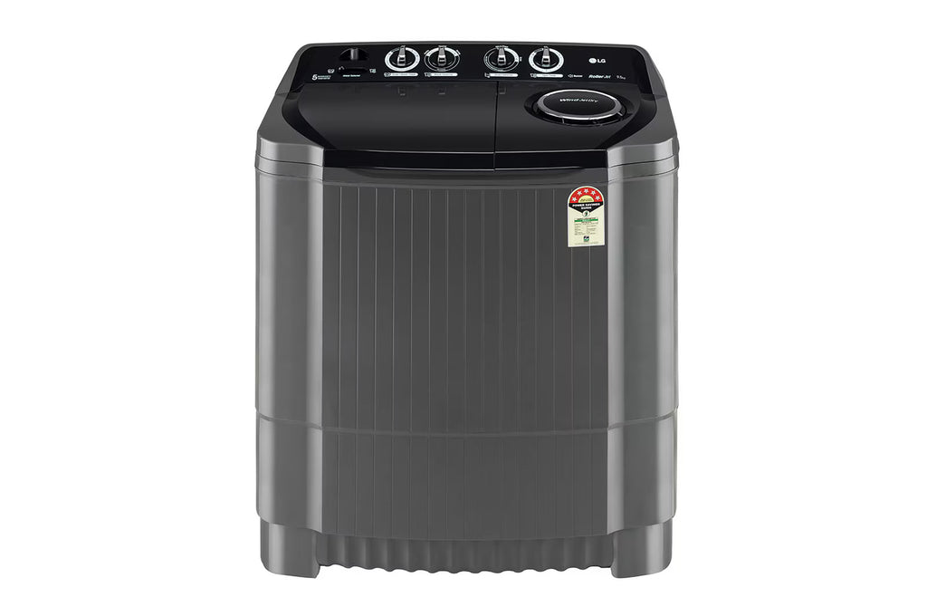 LG P9555SKAZ 9.5Kg, Semi Automatic Top Load Washing Machine, , Roller Jet Pulsator + Soak, Rat Away, Middle Black)