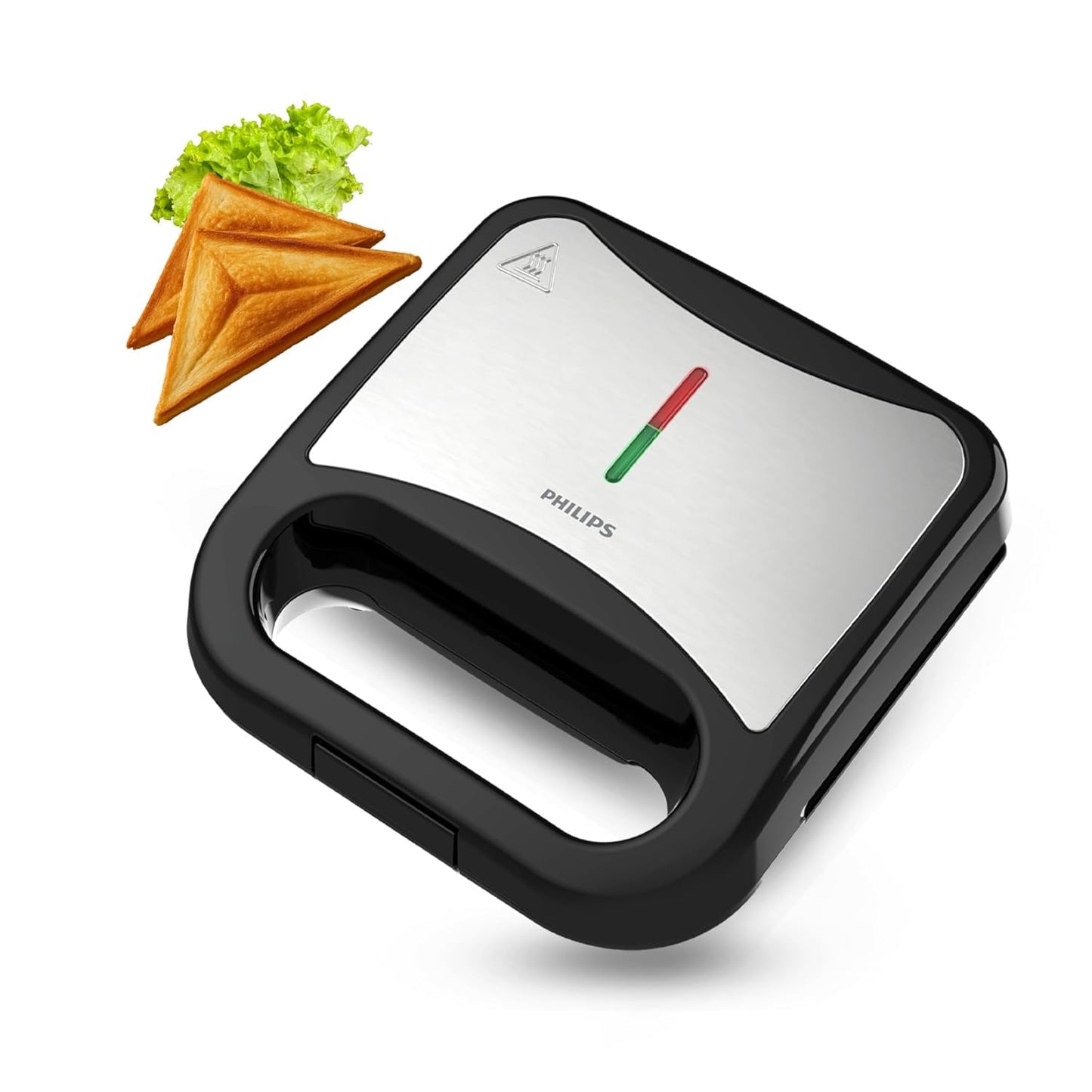 Philips HD3000/80 800W XL Sandwich Maker with Non-Stick Plates, UHD Heating & Easy Locking – Black Metallic Finish