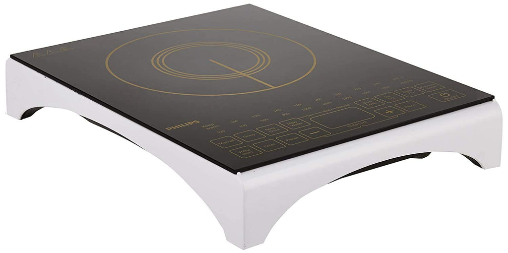 Philips HD4938/01 2100W Induction Cooktop | Sensor Touch | 10 Indian Menus | Full Glass Panel – Black