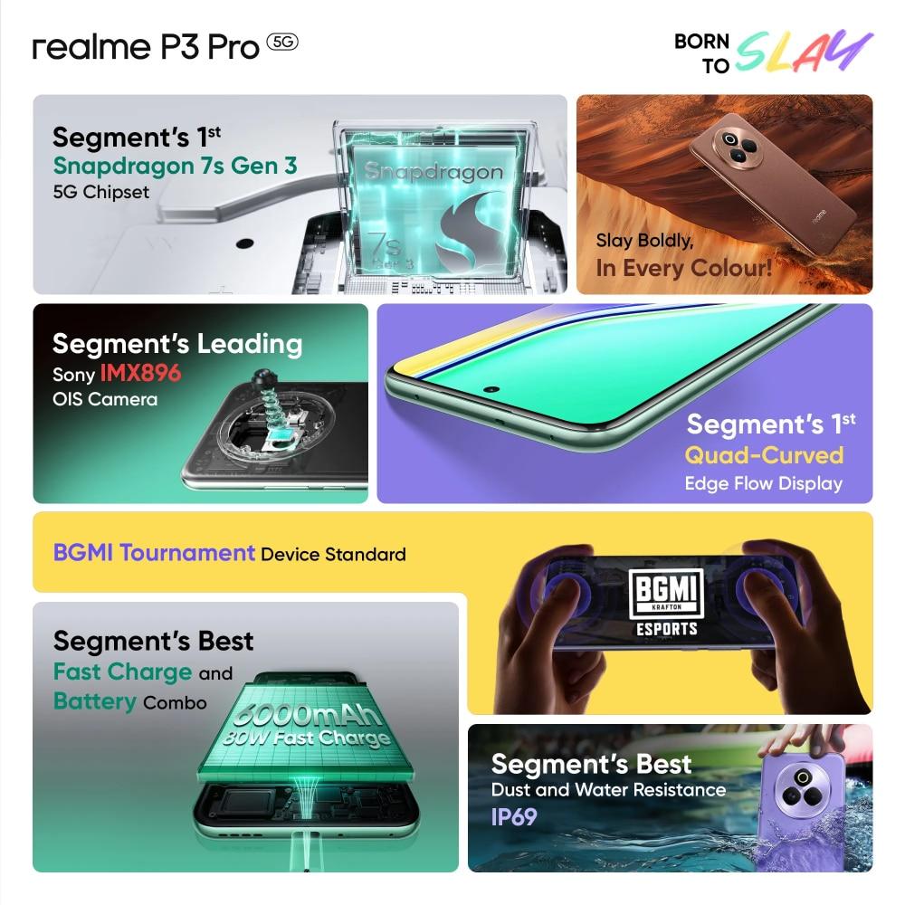 Realme P3 Pro 5G 256 GB, 8 GB RAM, Galaxy Purple, Mobile Phone