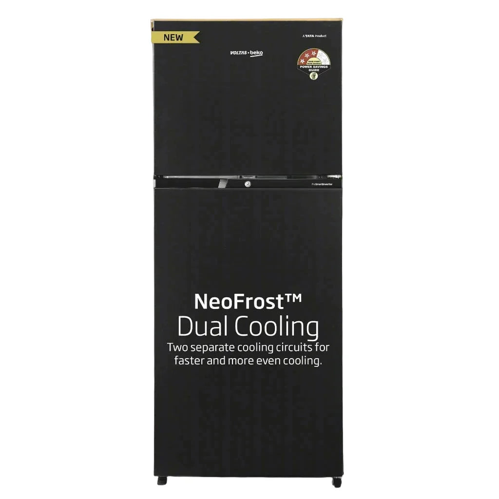 Voltas Beko RFF295C/WPXBR0I0000GD 250 L 3 Star Frost Free Double Door Refrigerator | NeoFrost Dual Cooling | ProSmart Inverter Compressor | Wooden Black | Suraj Electronics