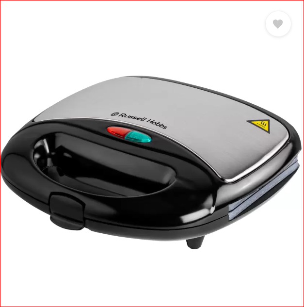 Russell Hobbs RST750WM 750W Waffle Maker | Non-Stick Plates, Cool-Touch Handle, LED Indicators, Overheat Protection | Compact Design | Black/Silver | 2-Year Warranty