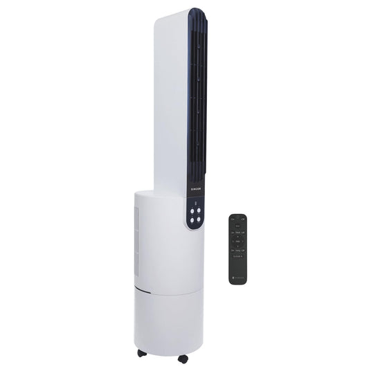 SINGER Cloudx Cool Fan SCF160CXWGTE with Cloud Technology | Silver Coated Mesh Filter | Quite Mode | Point Anywhere Remote Control | Portable | 5 L Tank | 8 Hours Cooling | 3 Speed Air Modes | 2 Years Warranty