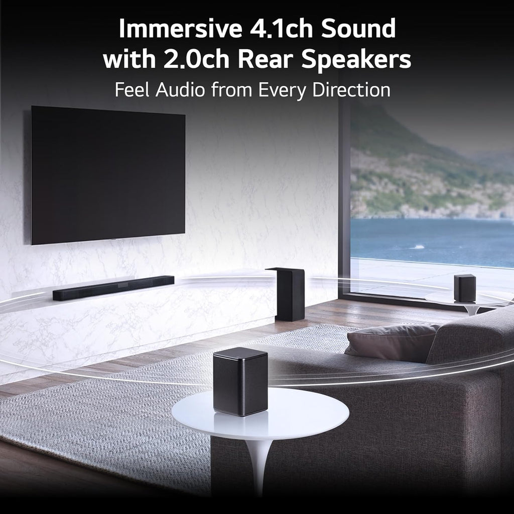 LG Sound Bar SNC4R, 4.1 Ch, 420W Soundbar with Wireless Subwoofer, Wireless Rear Speaker