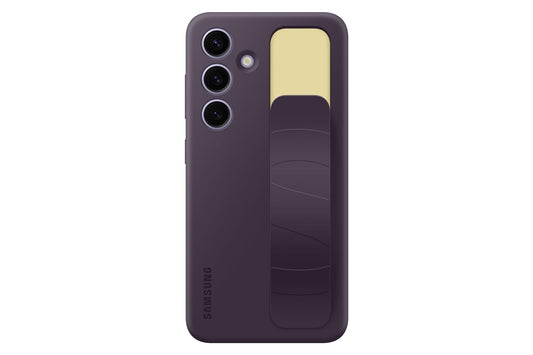 Samsung Galaxy S24 5G Standing Grip Case (Dark Violet) | Soft Silicone Kickstand Cover | Suraj Electronics Delhi NCR
