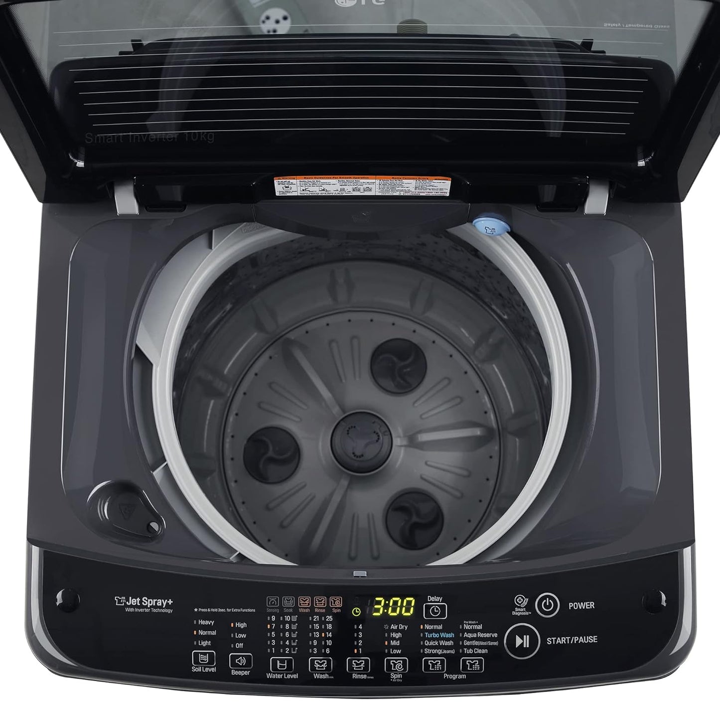 LG T10SJMB1Z 10 Kg 5 Star Inverter TurboDrum Fully Automatic Top Loading Washing Machine ( Jet Spray+, Smart Closing Door, Middle Black)