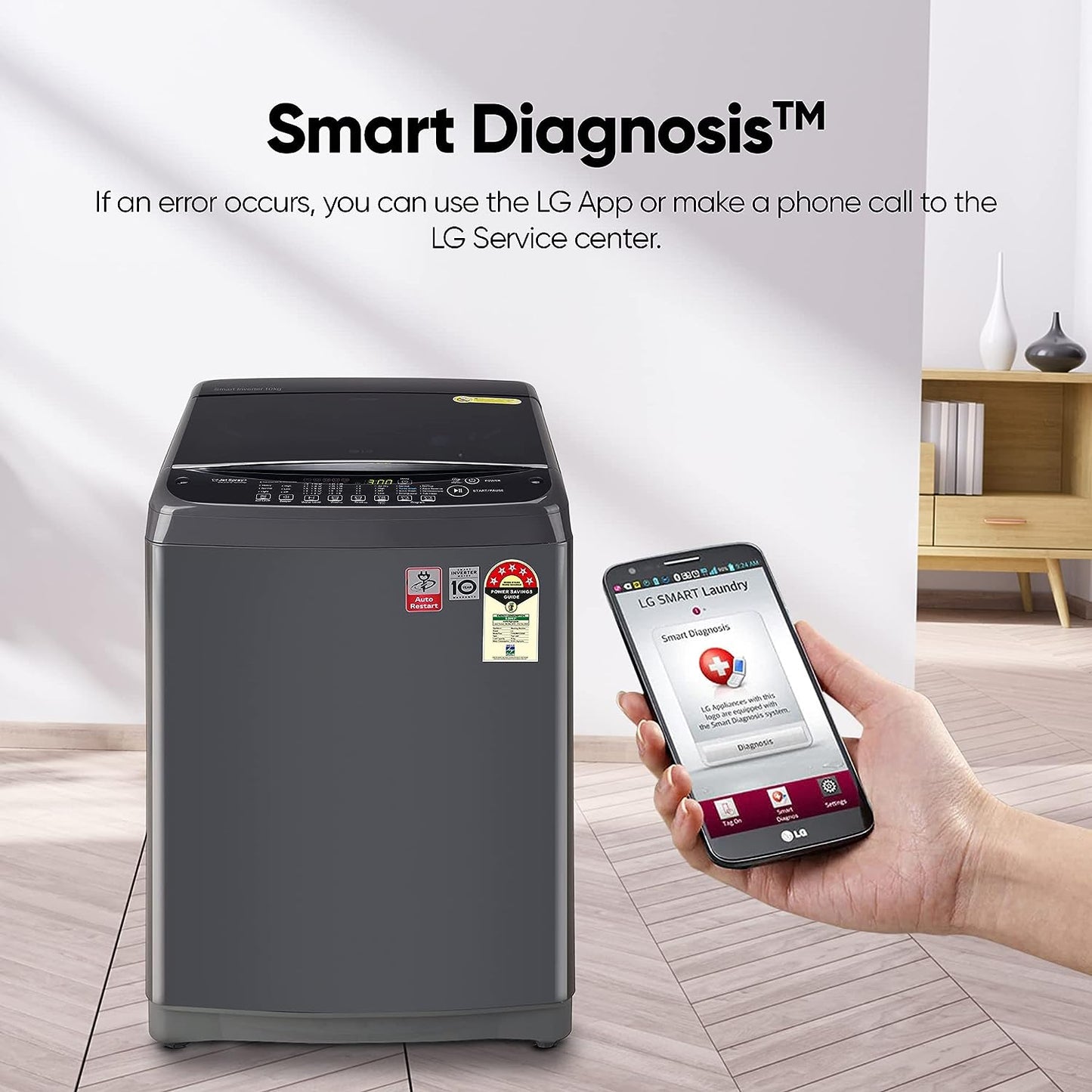 LG T10SJMB1Z 10 Kg 5 Star Inverter TurboDrum Fully Automatic Top Loading Washing Machine ( Jet Spray+, Smart Closing Door, Middle Black)
