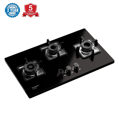 Crompton TAB-SUHB783-MBL SuperSlim Hobs HalfBrass 78cm 3 Burners Midnight Black