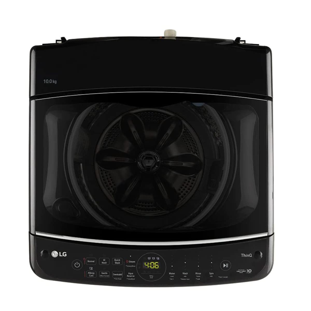 LG THD10SWP 10 Kg Inverter Wi-Fi Top Load Washing Machine (Platinum Black) | Steam, TurboWash, 6 Motion DD