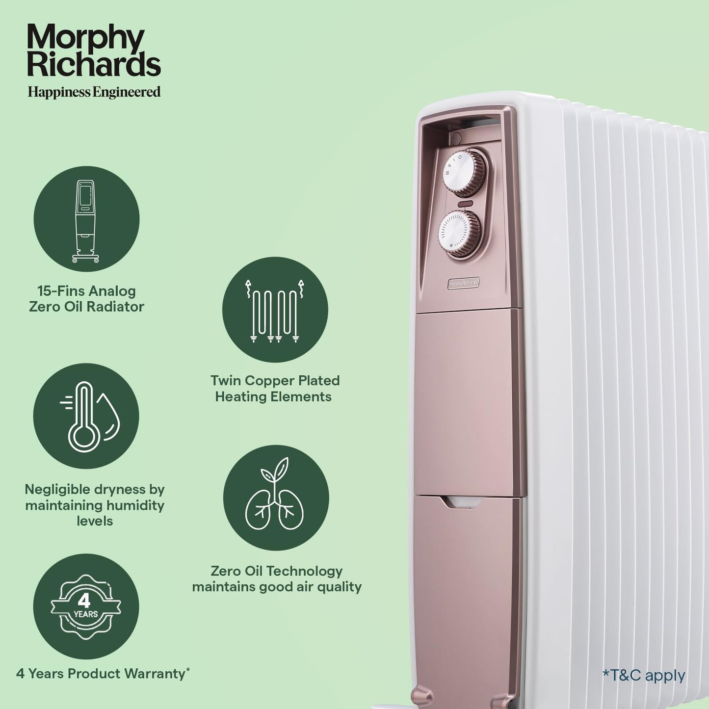 Morphy Richards Thermocore XR 15 Fins Oil-Free Radiator | 2000W Room Heater | Zero Oil Heating | 4-Year Warranty | Suraj Electronics Delhi NCR