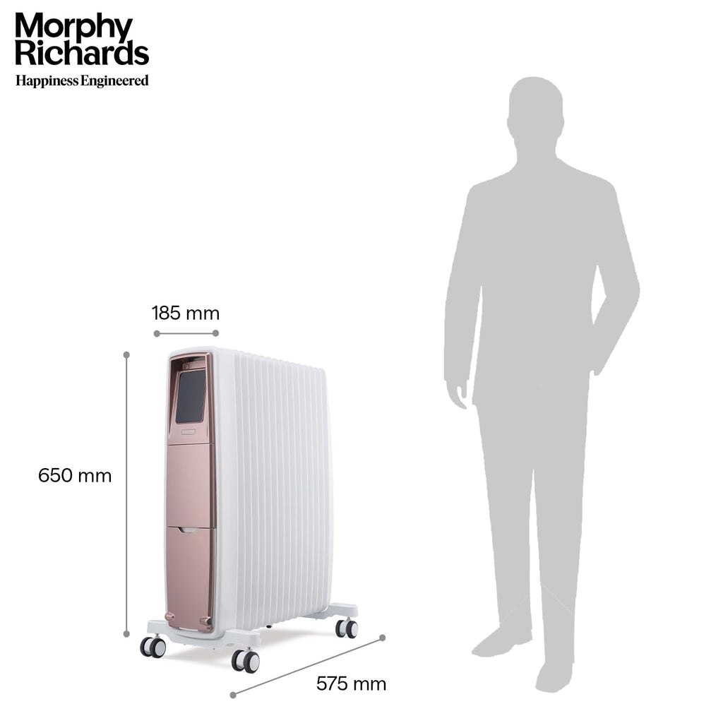 Morphy Richards Thermore Xr Smart Zero Digital 15 Fins Oil Free Radiator Room Heater|2000 W| Digital Zero Oil Radiators With 2 Copper Heating Elements|4-Yr Warranty)