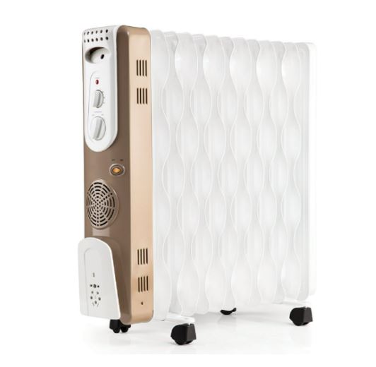 Usha OFR 3613FS 13 Fins Oil Filled Radiator Room Heater with 2500W + 400W PTC Fan, Adjustable Thermostat, Overheat Protection & Castor Wheels (White)