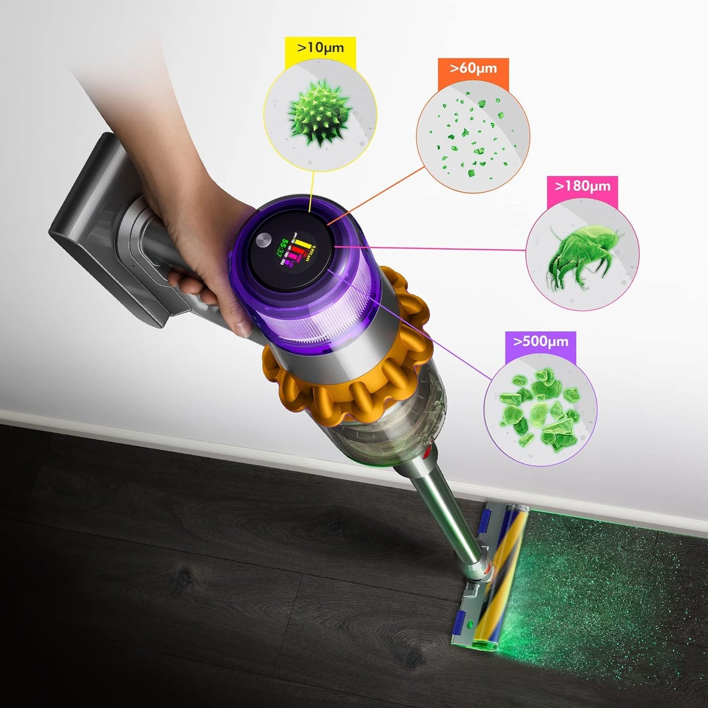 Dyson V15 Detect Cord-Free Vacuum Cleaner | Laser Slim Fluffy Head | LCD Display | 60 Min Runtime | Suraj Electronics Delhi NCR