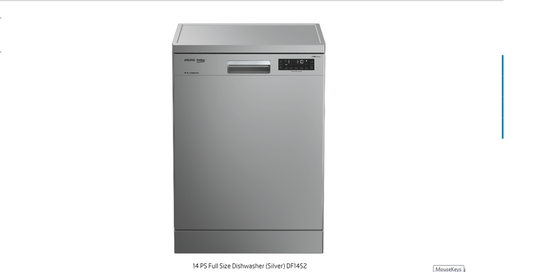 Voltas Beko DF14S2 14 Place Settings Dishwasher | 8 Wash Programs | ProSmart Inverter Motor | AquaFlex & AquaIntense | Silver