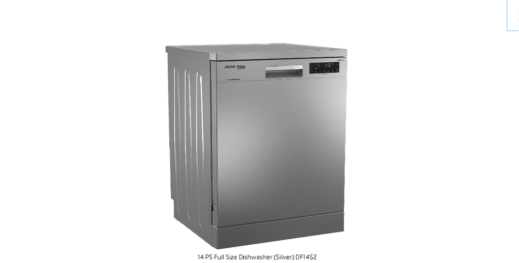 Voltas Beko DF14S2 14 Place Settings Dishwasher | 8 Wash Programs | ProSmart Inverter Motor | AquaFlex & AquaIntense | Silver