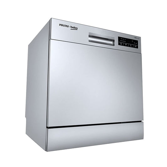 Voltas Beko DT8S 8 Place Settings Table Top Dishwasher (Silver) | Inbuilt Heater | 6 Wash Programs | Suraj Electronics Delhi NCR