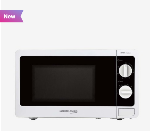 Voltas Beko MS20MPW10 20L Solo Microwave Oven | 700W Power | Mechanical Knob | Compact White Design | Suraj Electronics Delhi NCR