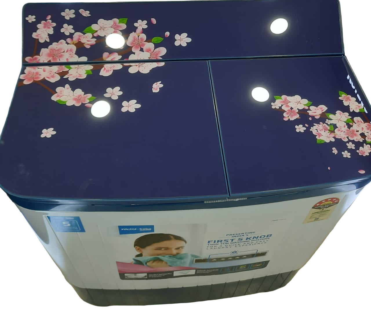 Voltas Beko WTT80DBLG/FLRS5 8 Kg Semi Automatic Top Load Washing Machine | 5 Star Energy Rating | Double Waterfall | Pulsator Wash | Suraj Electronics Delhi NCR