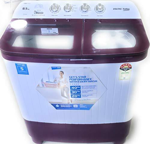 Voltas Beko WTT85DBRG 8.5 Kg Semi Automatic Top Load Washing Machine | Double Waterfall | Fast Dry | 1350 RPM | Suraj Electronics Delhi NCR