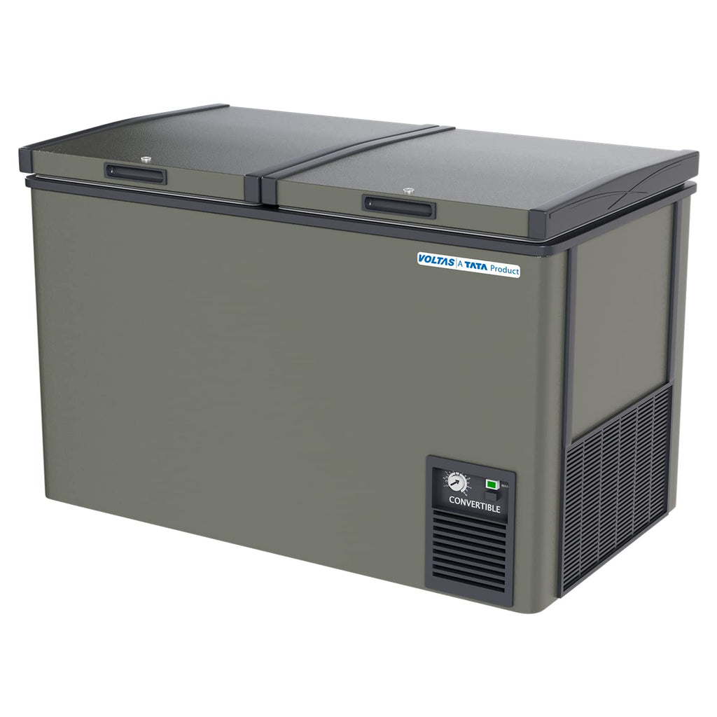 Voltas CVF320 DA4 P2 PL 320 Litre 2-Door Hard Top Deep Freezer | CFC-Free, Castor Wheels, Lockable Storage | 4 Year Compressor Warranty