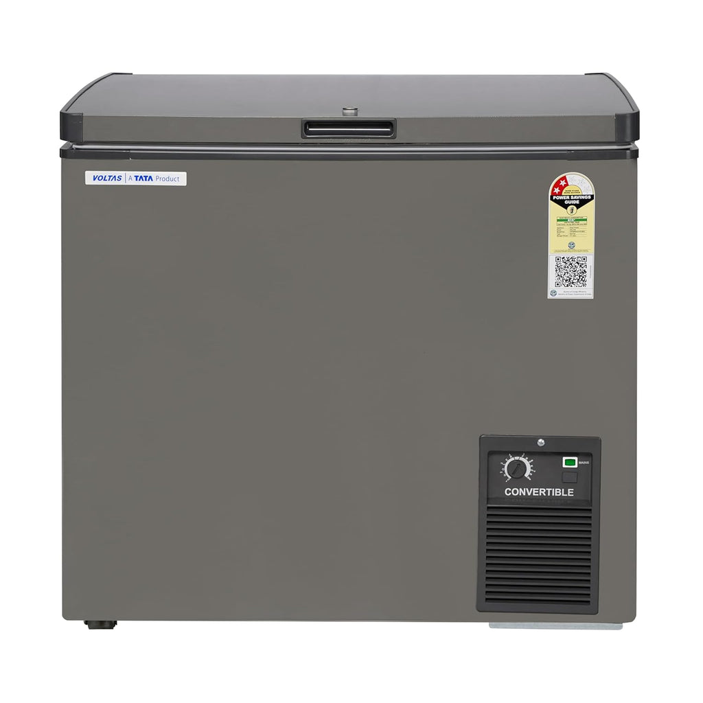 Voltas CVF 205 SA2-P-PL 205L Single Door Convertible Deep Freezer (2 Star, Grey, CFC-Free, Made in India)