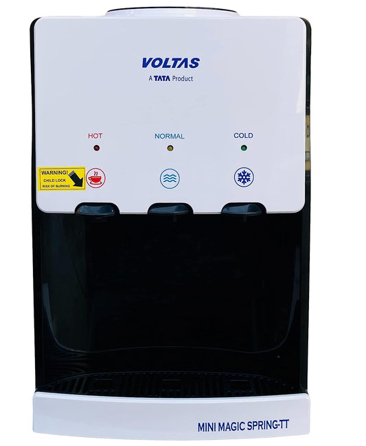 Voltas Spring TT Plus Table Top Water Dispenser with Three Temperature Tap and Compact Design (White and Black)