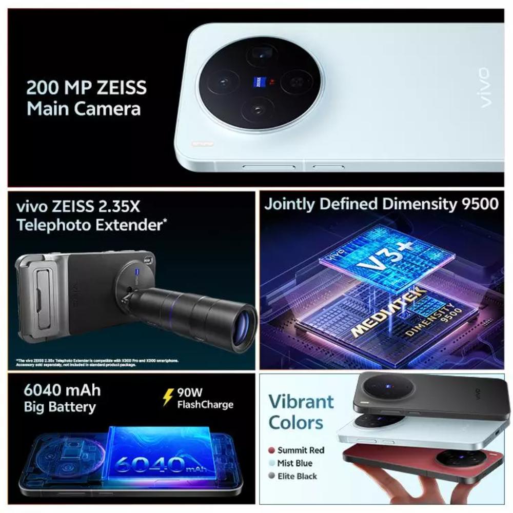 Vivo X300 512 GB, 12 GB RAM, Mist Blue, Mobile Phone