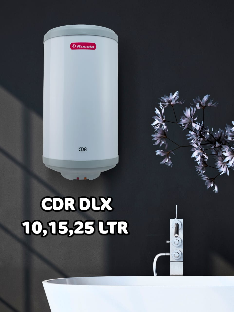 Racold CDR DLX 25L 5 Star Storage Water Geyser – Titanium Plus Tank, Fast Heating, Vertical Mount