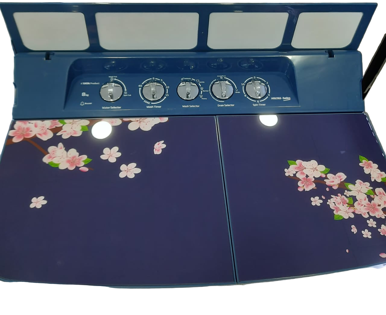 Voltas Beko WTT80DBLG/FLRS5 8 Kg Semi Automatic Top Load Washing Machine | 5 Star Energy Rating | Double Waterfall | Pulsator Wash | Suraj Electronics Delhi NCR
