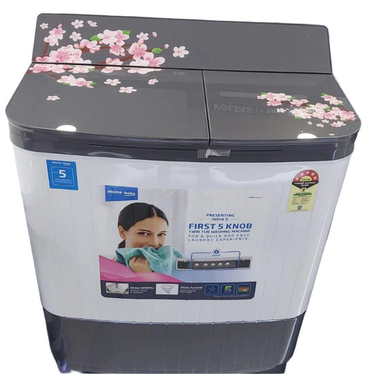 Voltas Beko WTT85DGRG/FLRS5 8.5 Kg 5 Star Semi Automatic Washing Machine | Double Waterfall | Soft Glass Lid | Suraj Electronics Delhi NCR