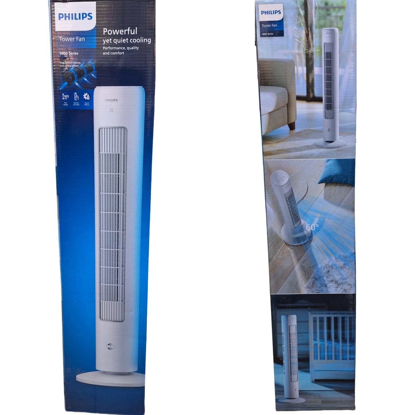 Philips CX 5535/00 Bladeless Tower Fan | Remote & Touch Control | Quiet Operation | 60° Oscillation