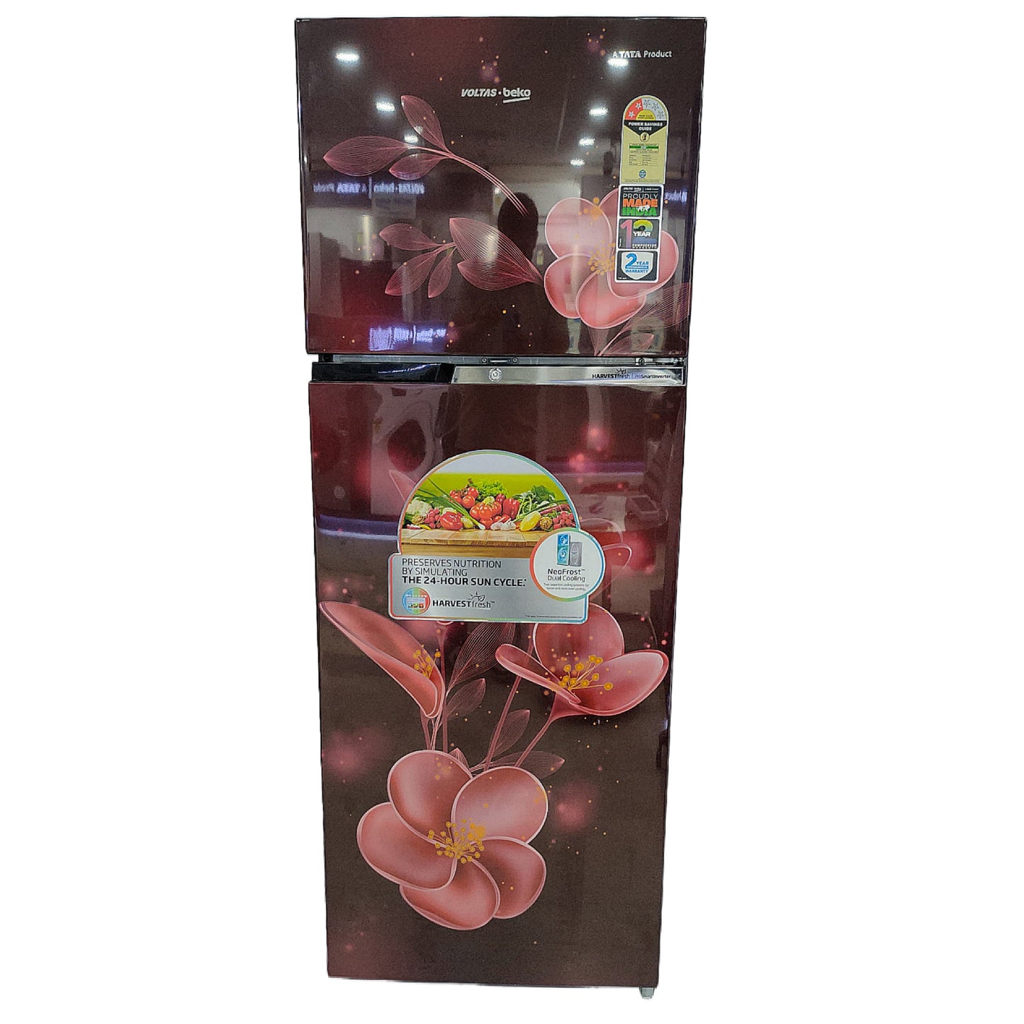 Voltas Beko RFF315D/WPV300RMWD 268L 2 Star Frost Free Refrigerator | NeoFrost Dual Cooling | Double Twist Ice Maker | Moonlight Wine | Suraj Electronics Delhi NCR