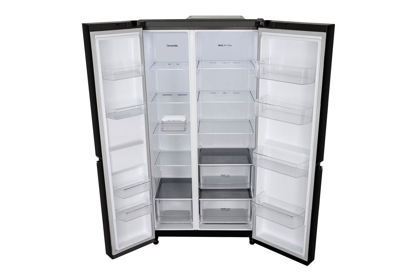 LG GL-B257JWB3 650 Litre 3 Star Side-by-Side Refrigerator | Convertible, Smart Inverter Compressor, Multi Air Flow, Smart Diagnosis, Western Black