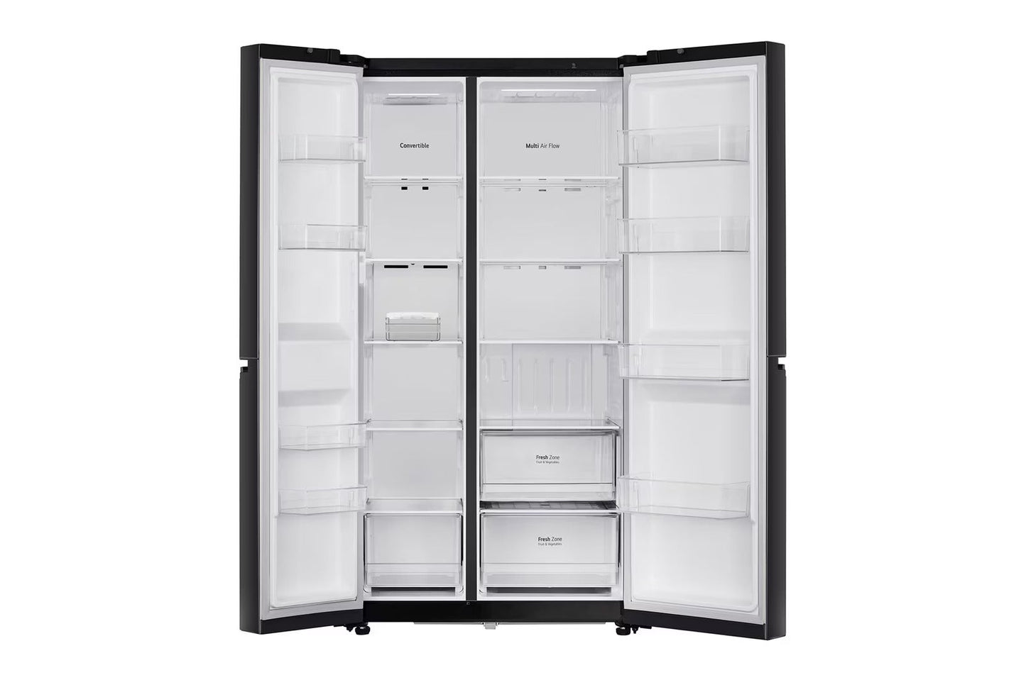 LG GL-B257JWB3 650 Litre 3 Star Side-by-Side Refrigerator | Convertible, Smart Inverter Compressor, Multi Air Flow, Smart Diagnosis, Western Black