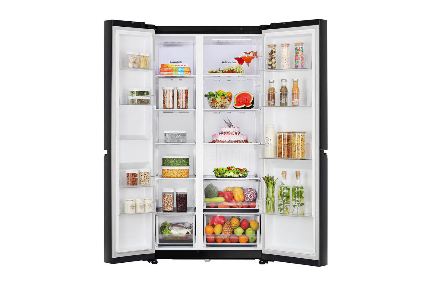 LG GL-B257JWB3 650 Litre 3 Star Side-by-Side Refrigerator | Convertible, Smart Inverter Compressor, Multi Air Flow, Smart Diagnosis, Western Black