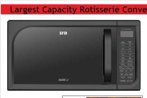 IFB 36BRC2 36 Litre Convection Microwave Oven with Rotisserie, 101 Auto Cook Menus, Touch Control & Steam Clean – Black