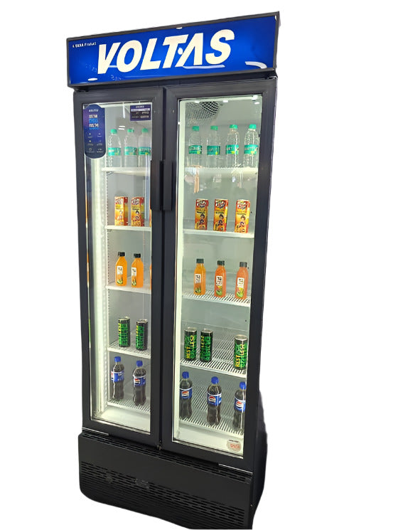 Voltas VC GT 550 DD P 550 Metallic EGRY Litre Double Door Visi Cooler | Commercial Display Refrigerator | Fan Cooling | LED Light